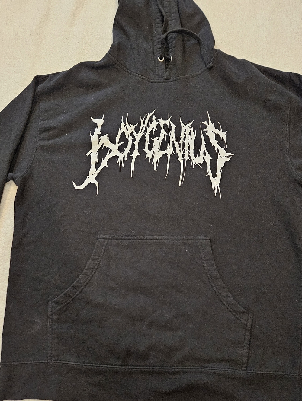 BoyGenius Band Hoodie Black Always An Angel Never A God Rock Indie Size XL